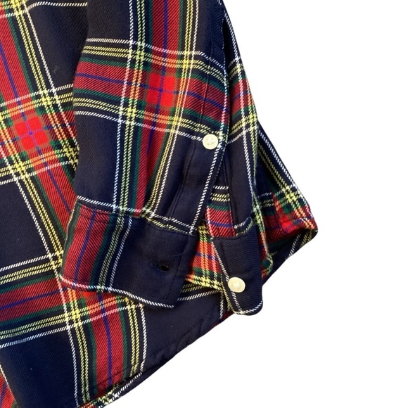 GAP Plaid Ruffle-Trim Pocket Shirt Red & Blue Tartan Plaid Large Preppy - Picture 6 of 12